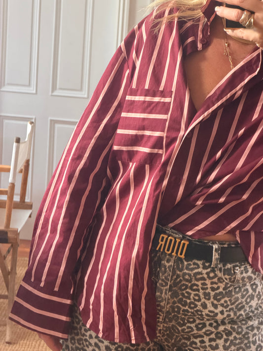 Plum & Pink Stripe Cotton Shirt