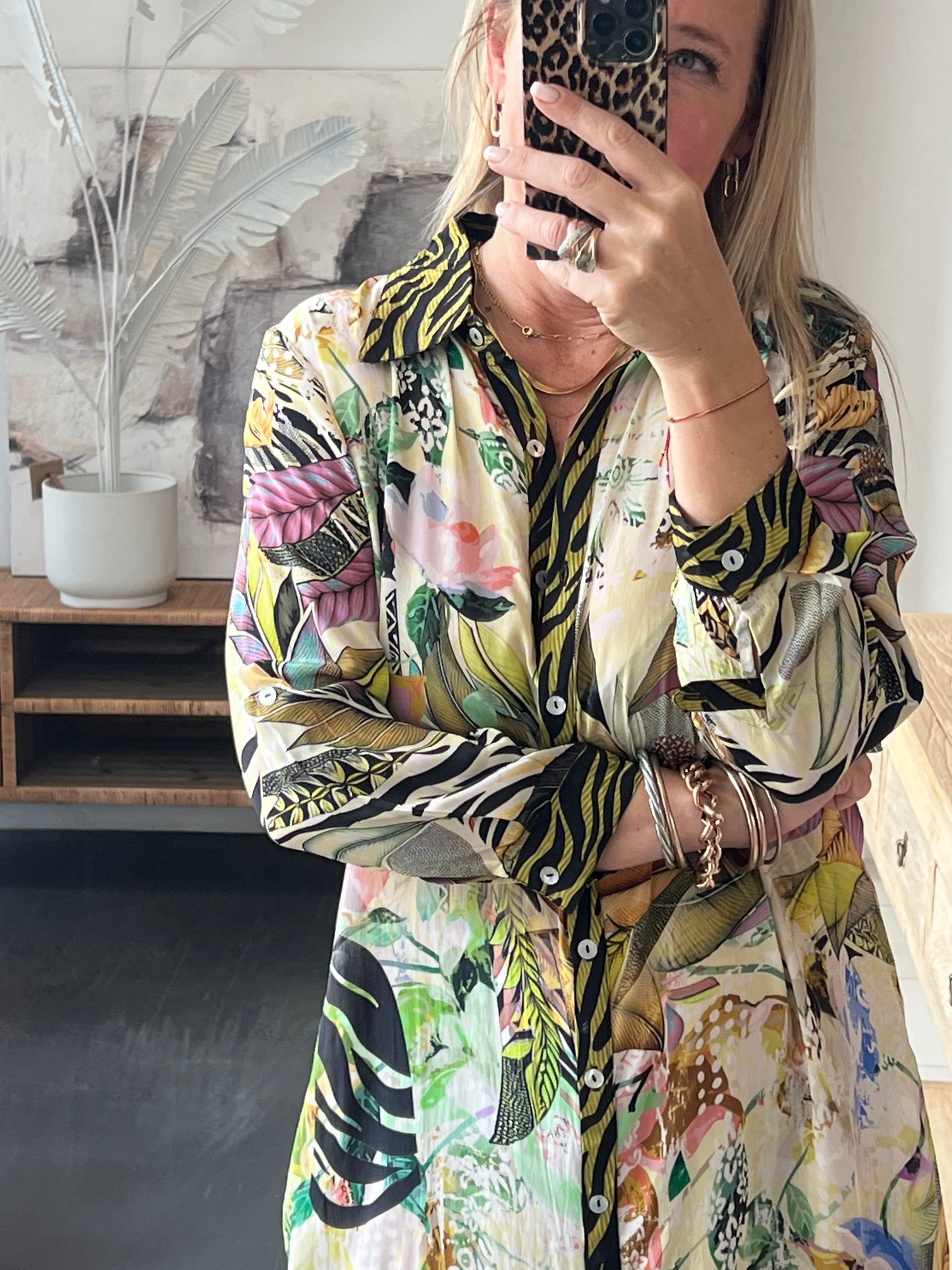 Slinky Resort Shirt Dress - chartreuse
