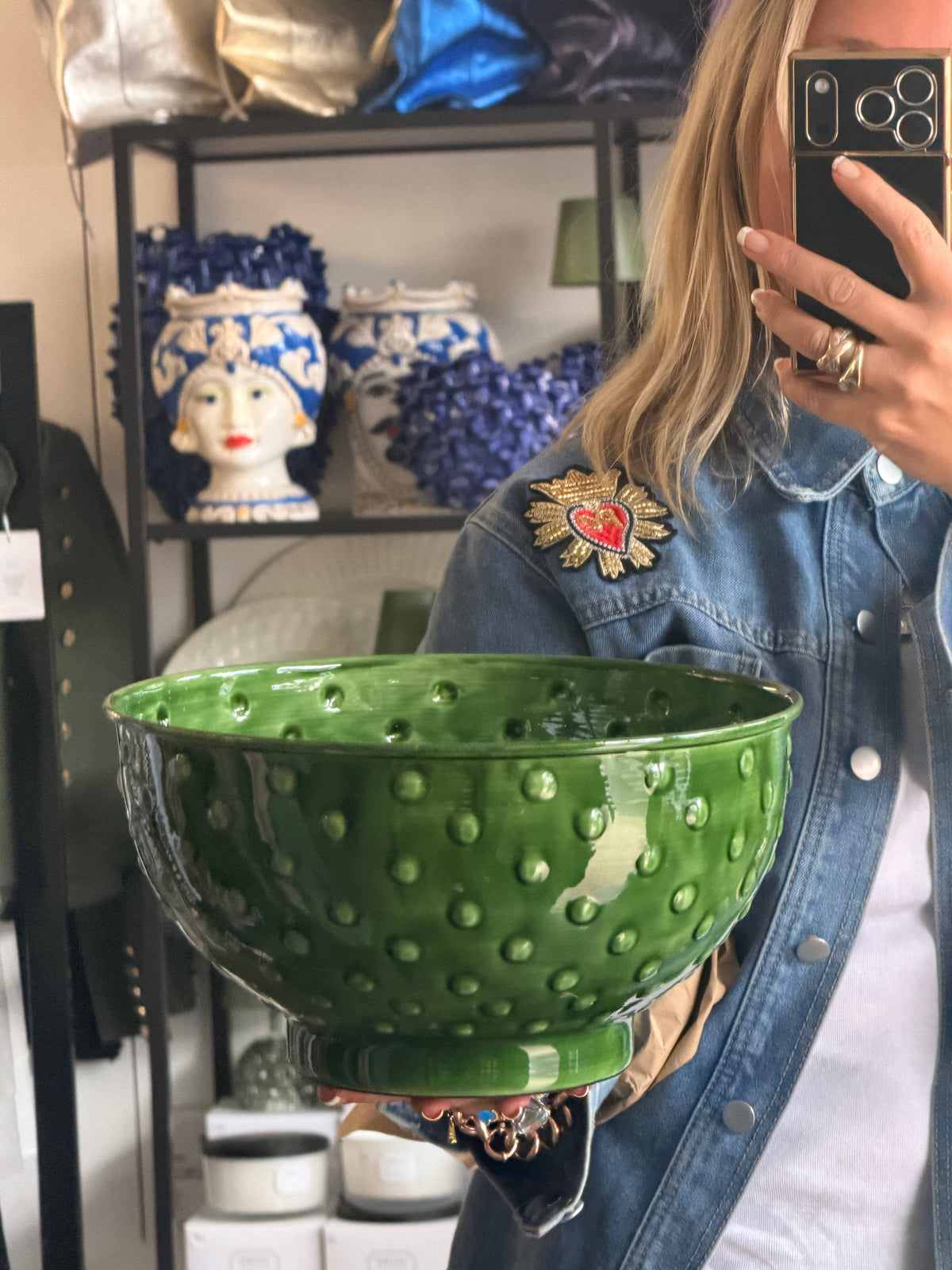 Glazed Tin Sharing Bowl- green