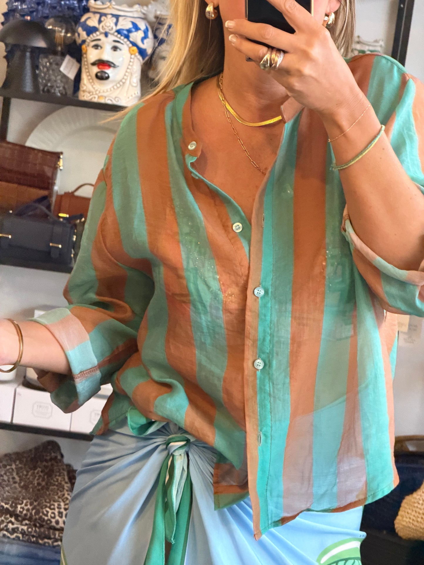 Stripe Shirt - aqua & tan by Have One
