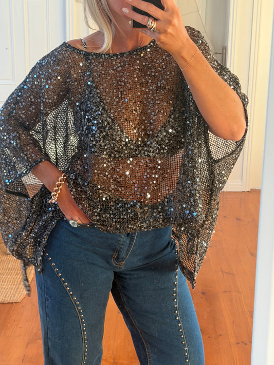 Twinkle Top - sequin black