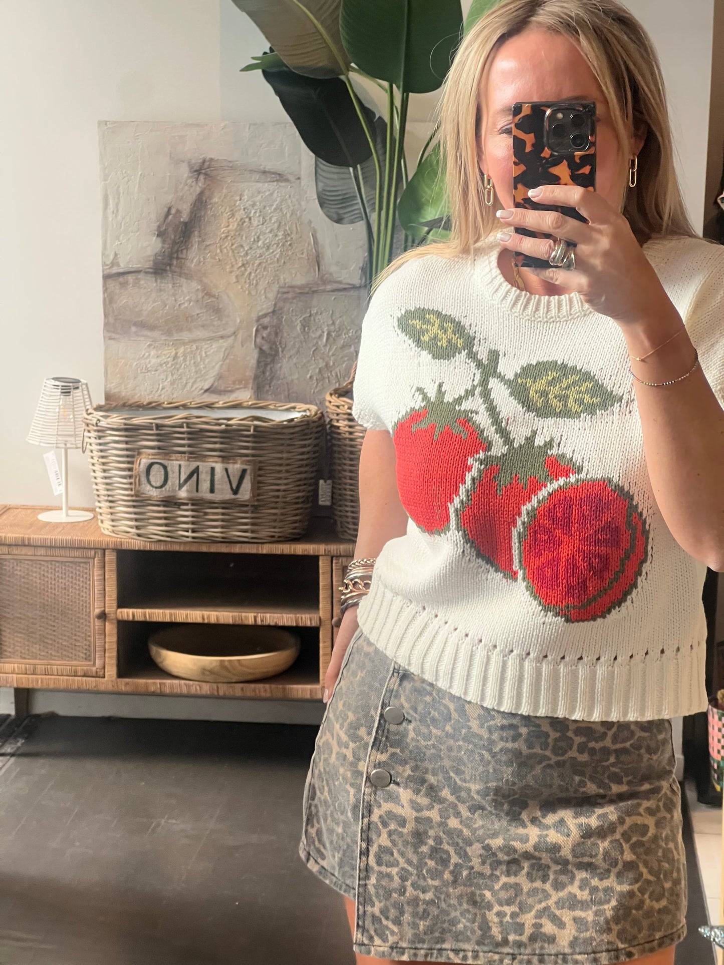 Tomato Short Seeve Knit Sweater
