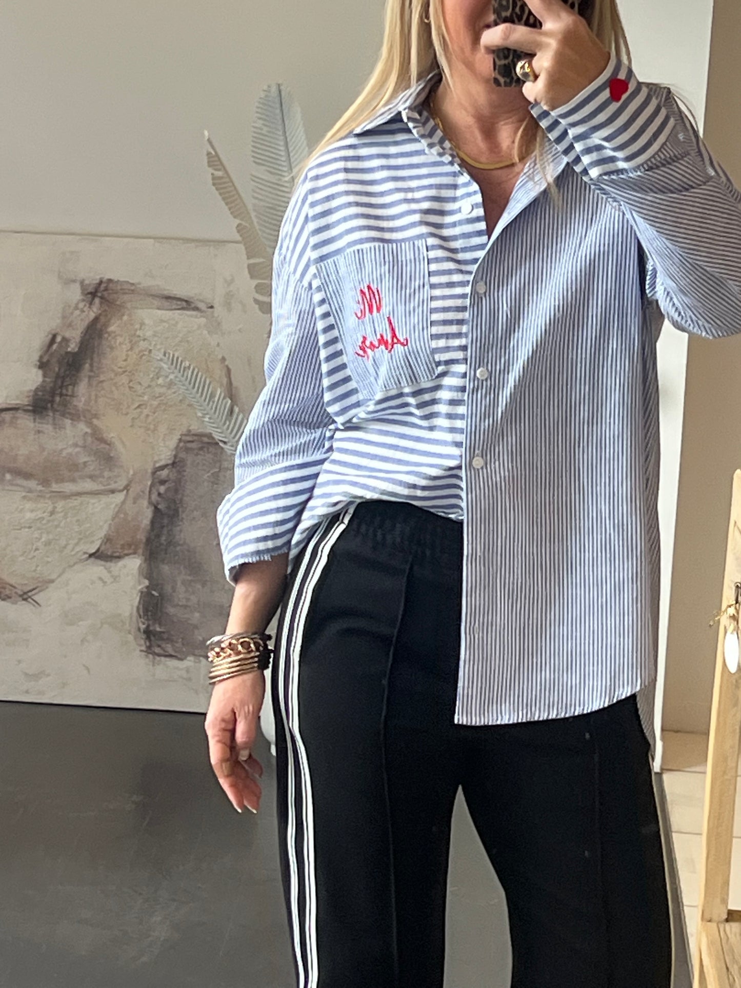 Mi Amore My Love stripe shirt