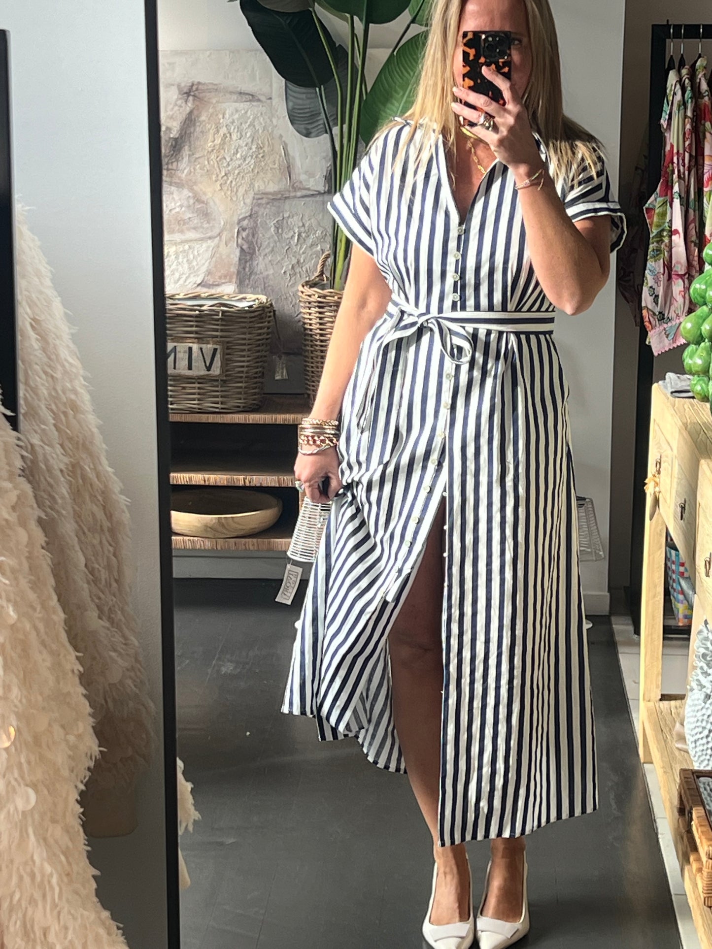 Shirt Dress Navy Stripe