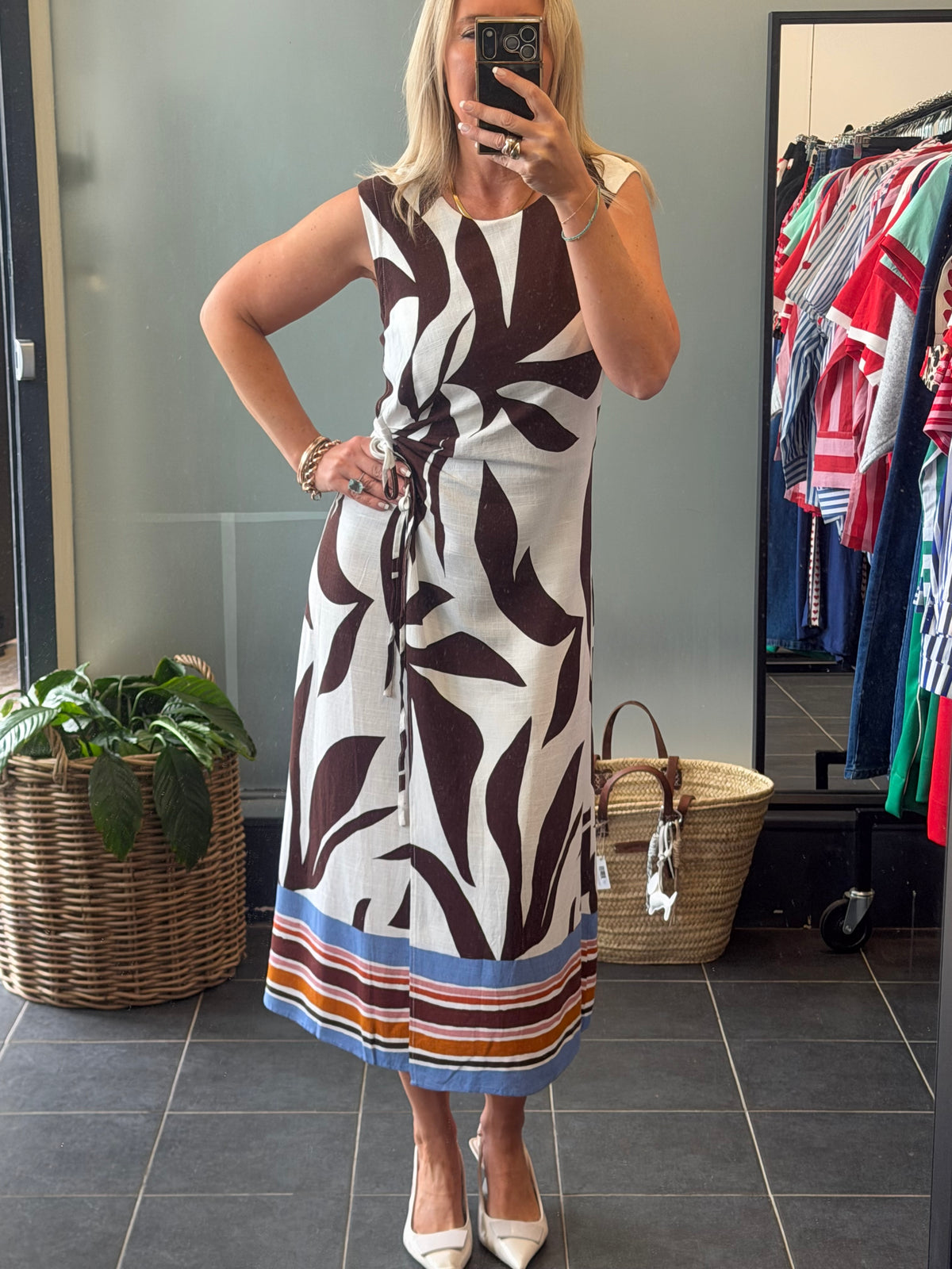 Sleeveless Shift Linen Midi Dress -