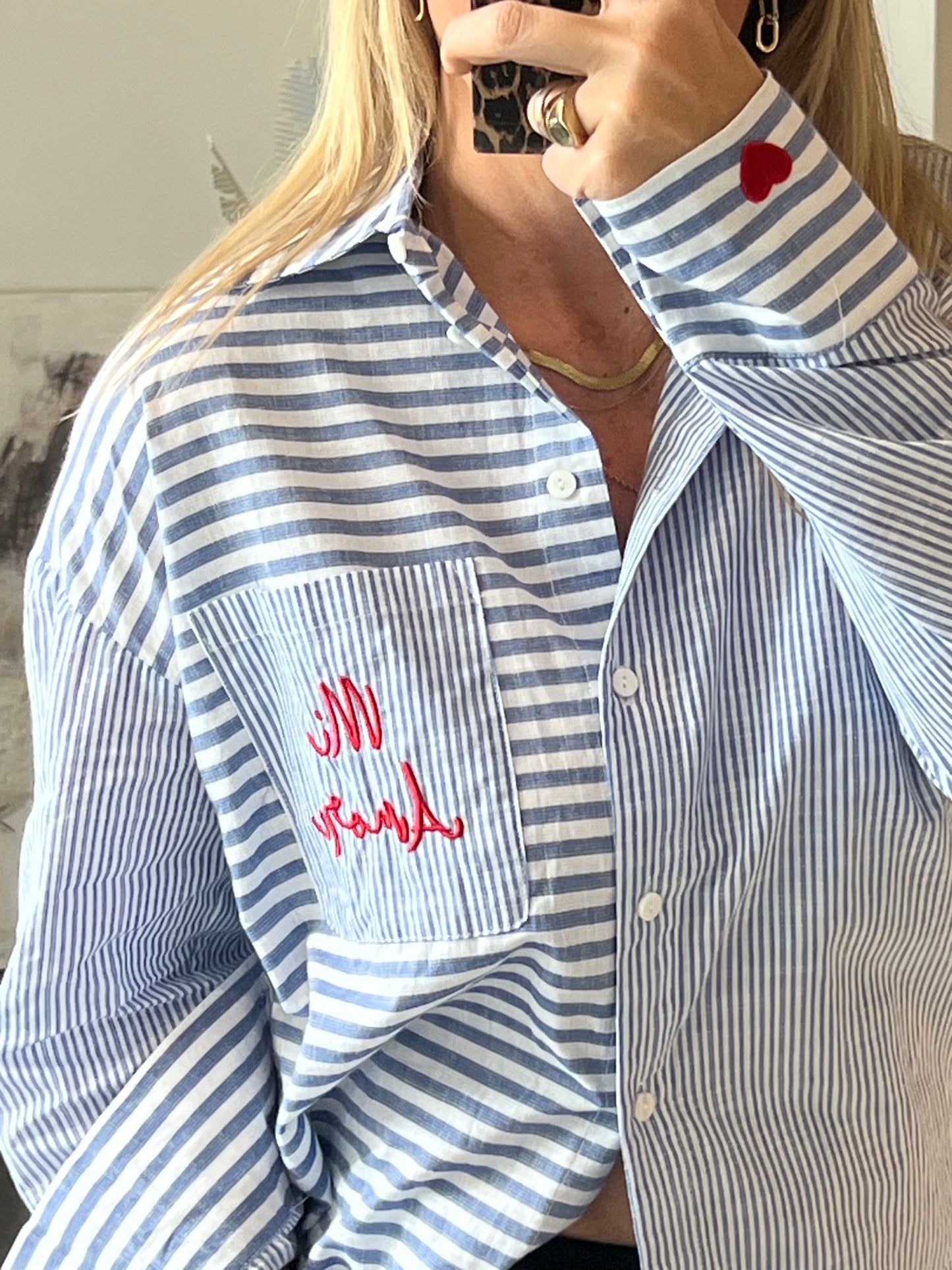 Mi Amore My Love stripe shirt