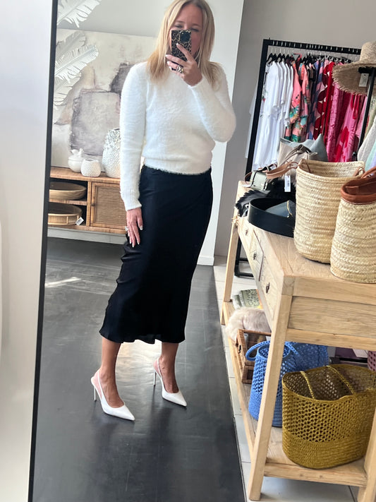 Slinky Midi Skirt - jet black