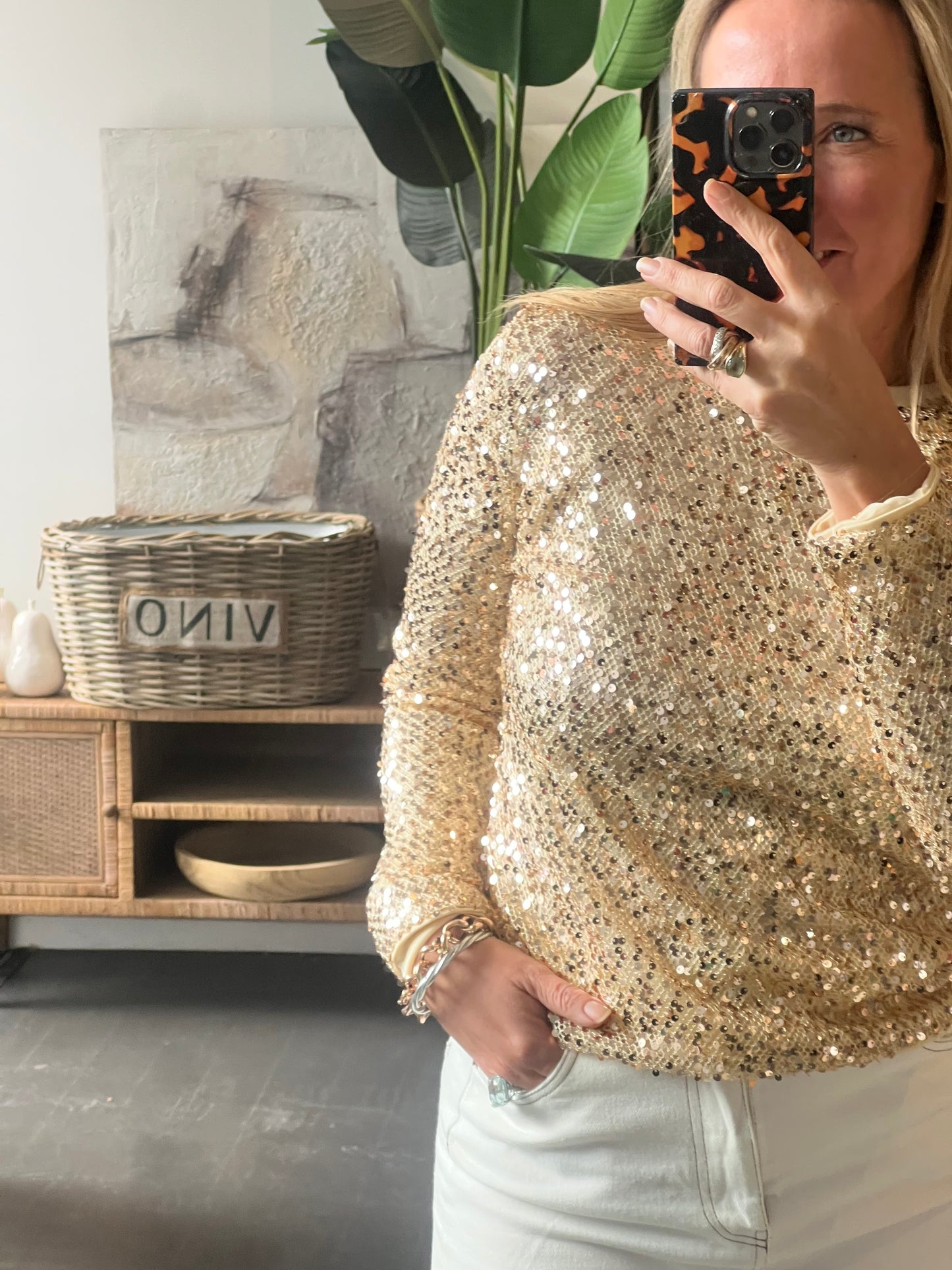 Twinkle Top - gold sequin