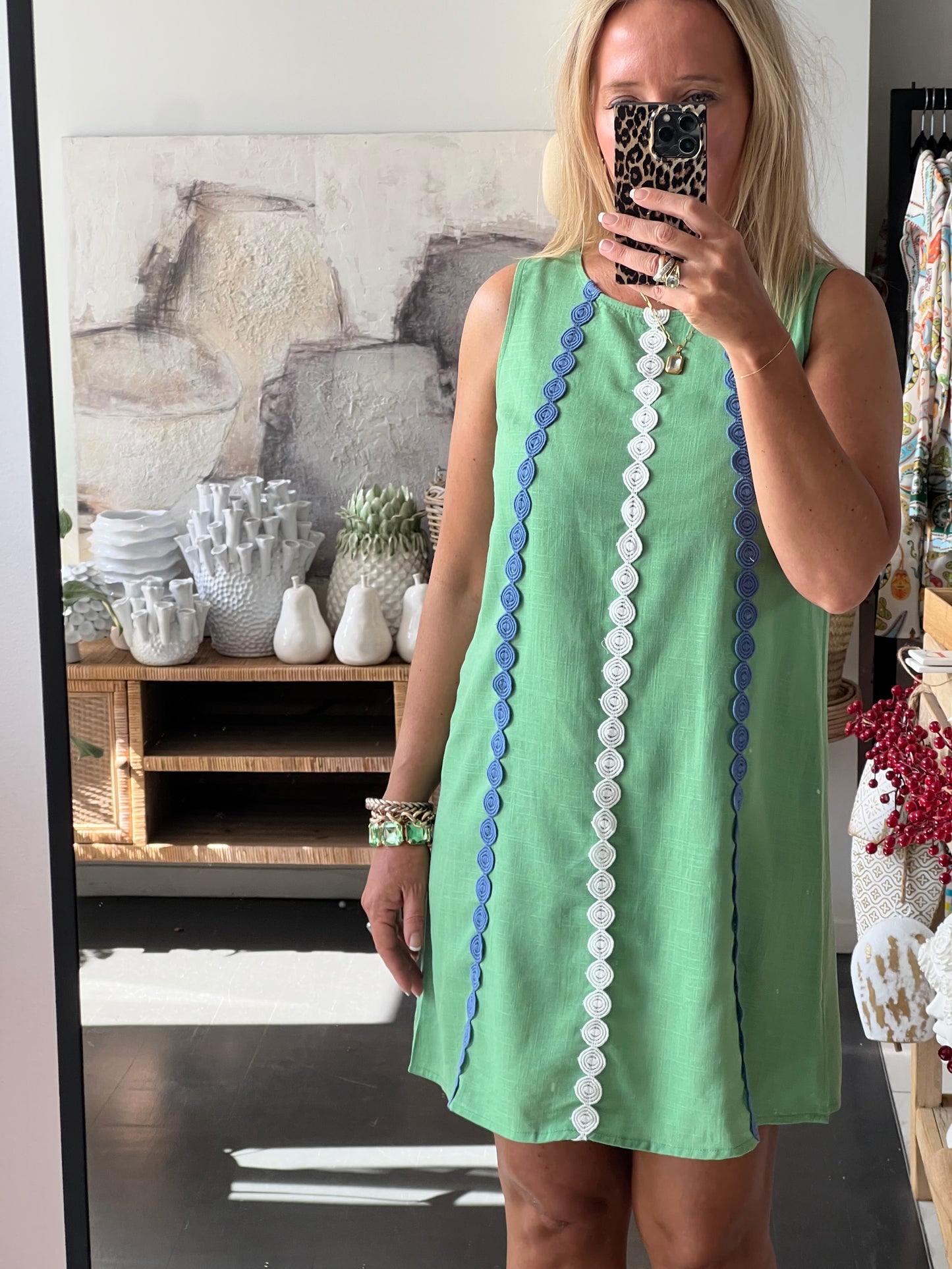 Sleeveless Shift Linen Dress