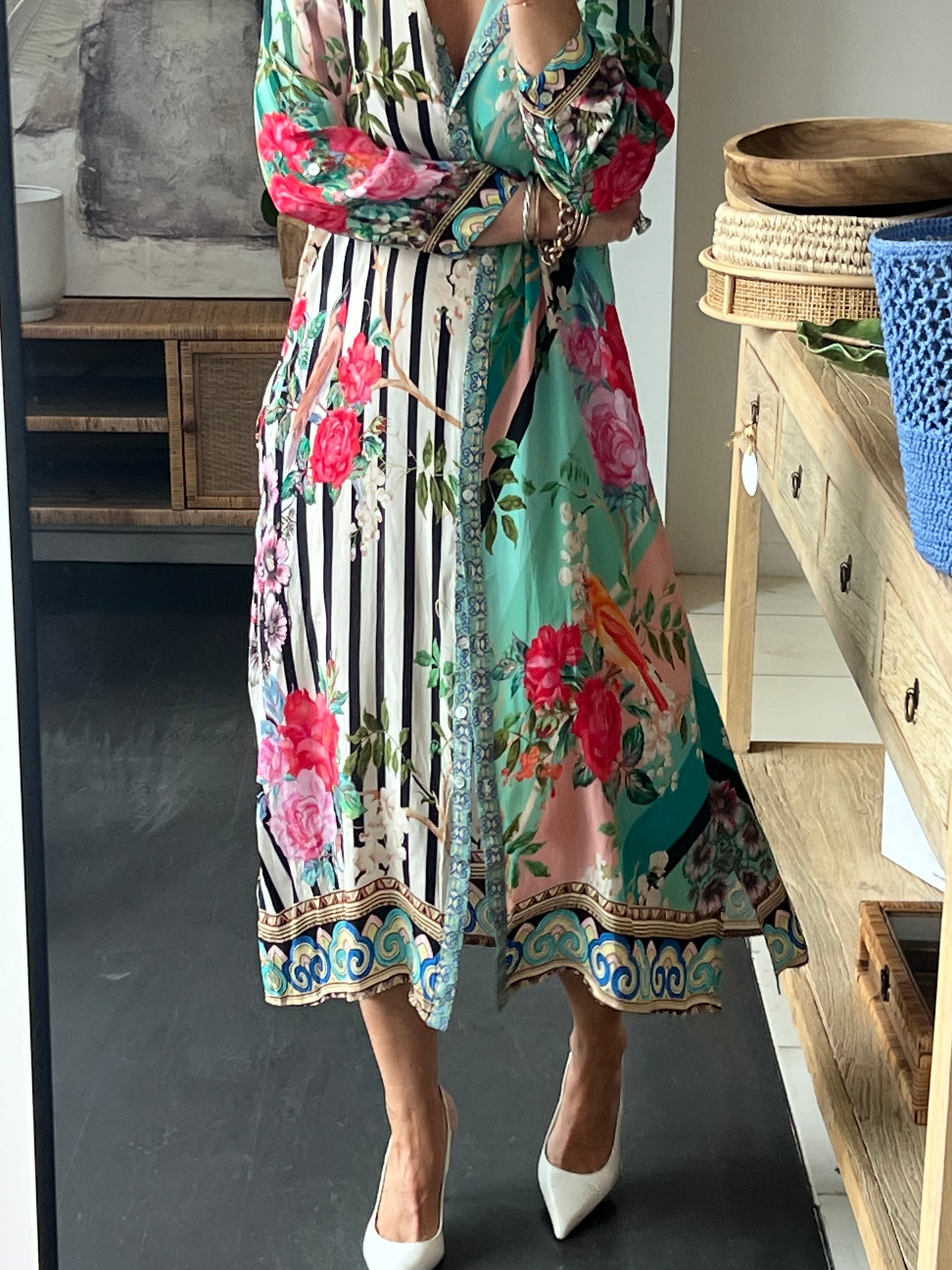 Slinky Resort Shirt Dress - aqua