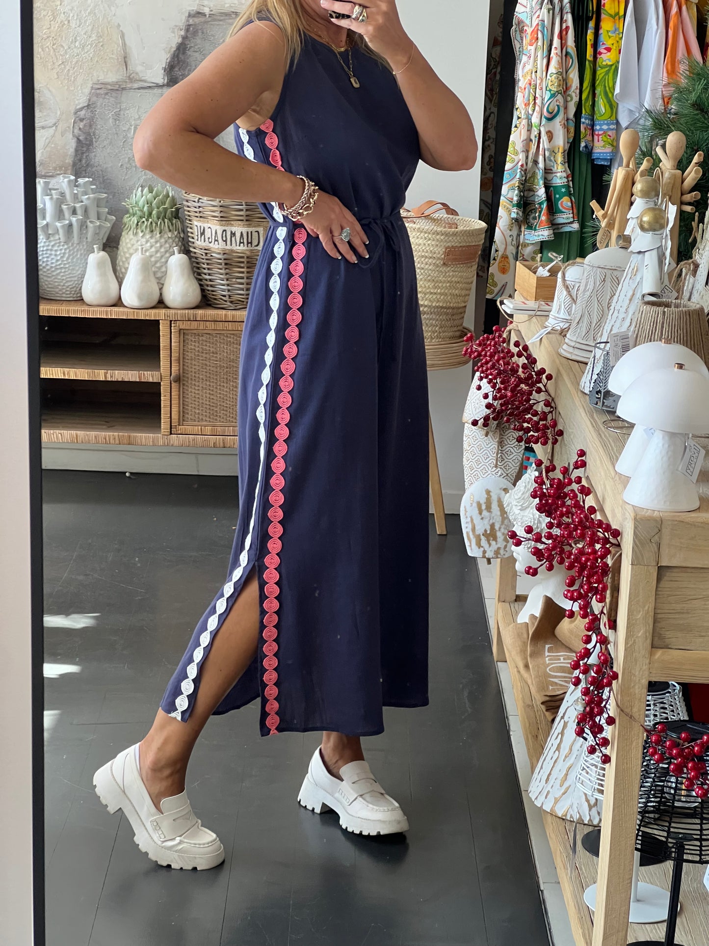 Sleeveless Shift Linen Maxi Dress