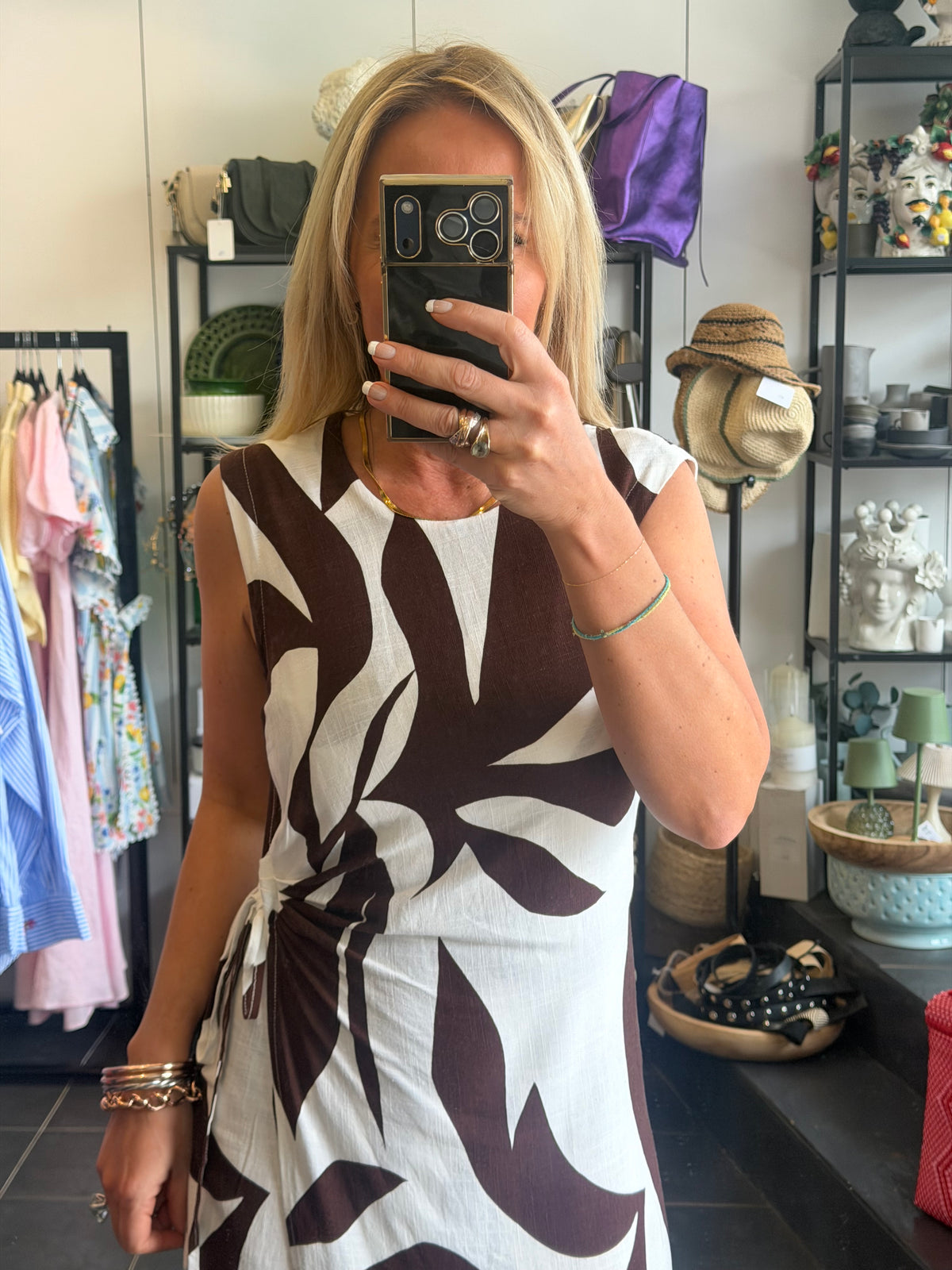 Sleeveless Shift Linen Midi Dress -