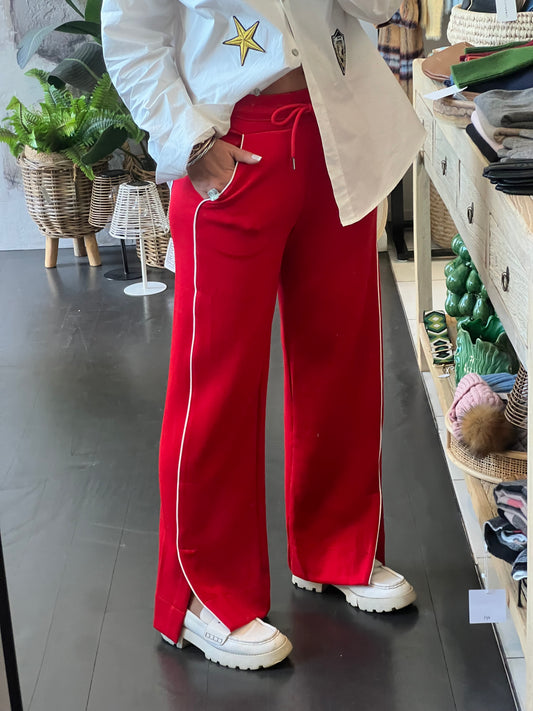 Stripe Racer Pant - red