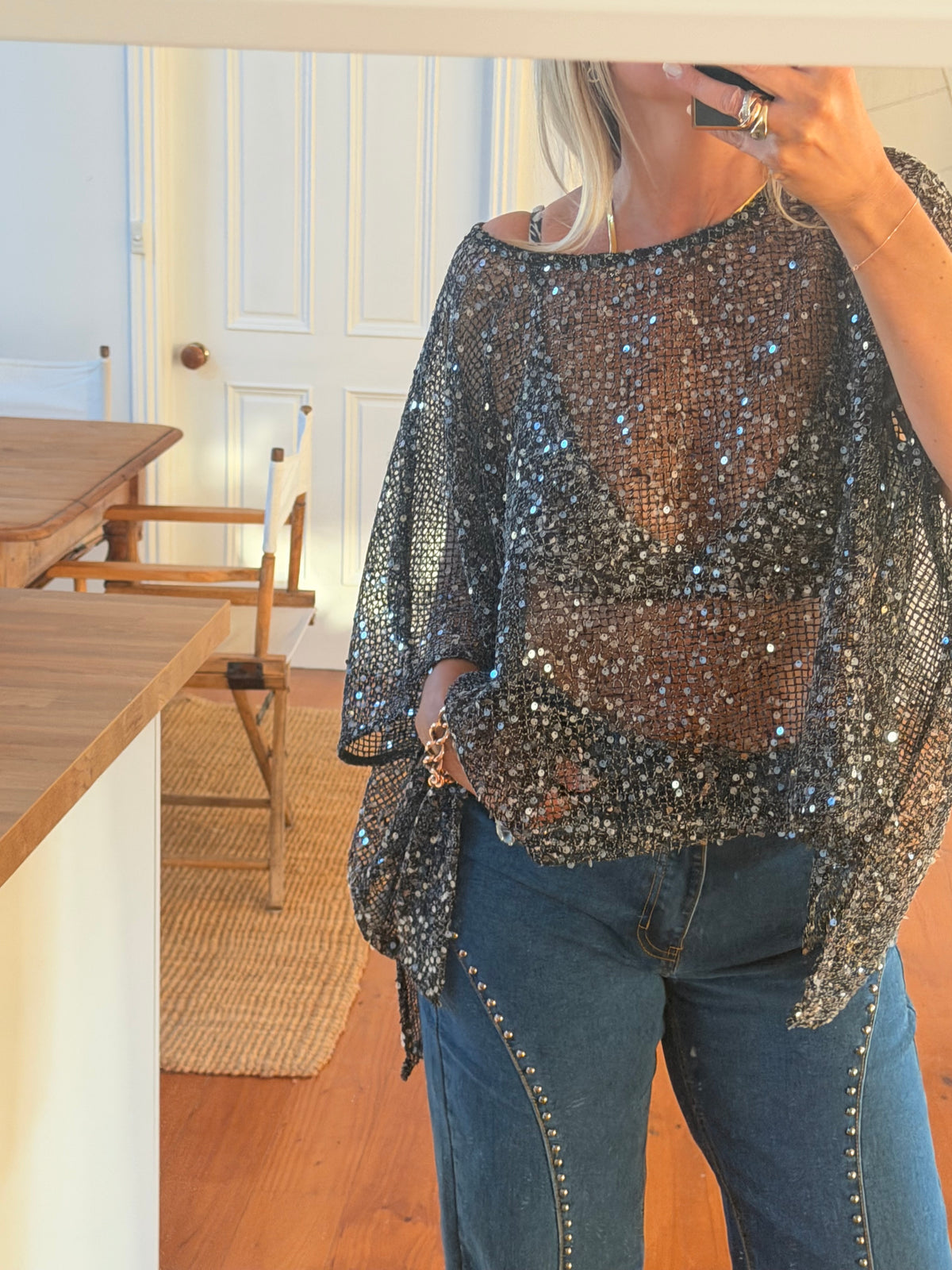 Twinkle Top - sequin black