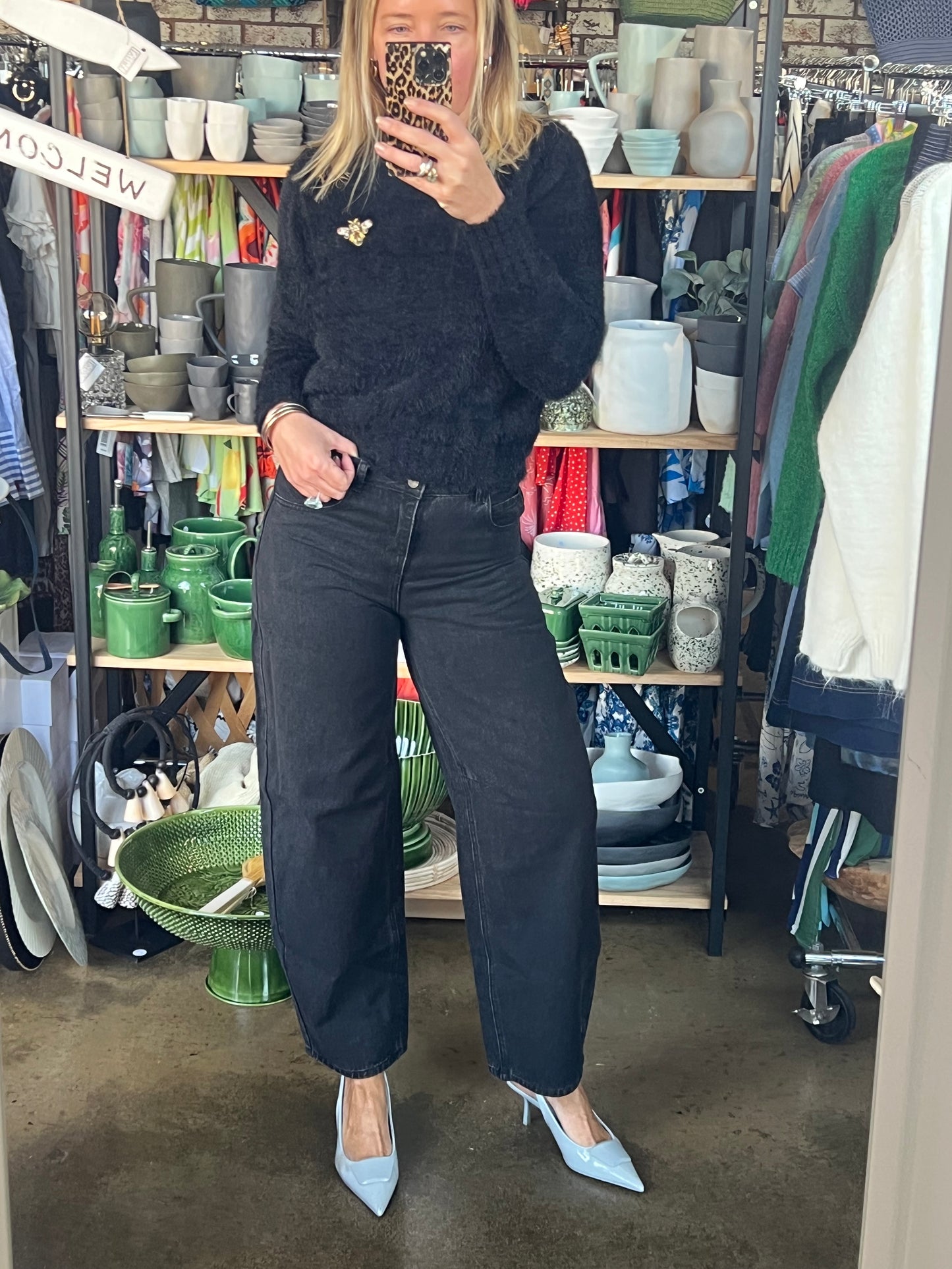 Denim Barrel Jeans - black