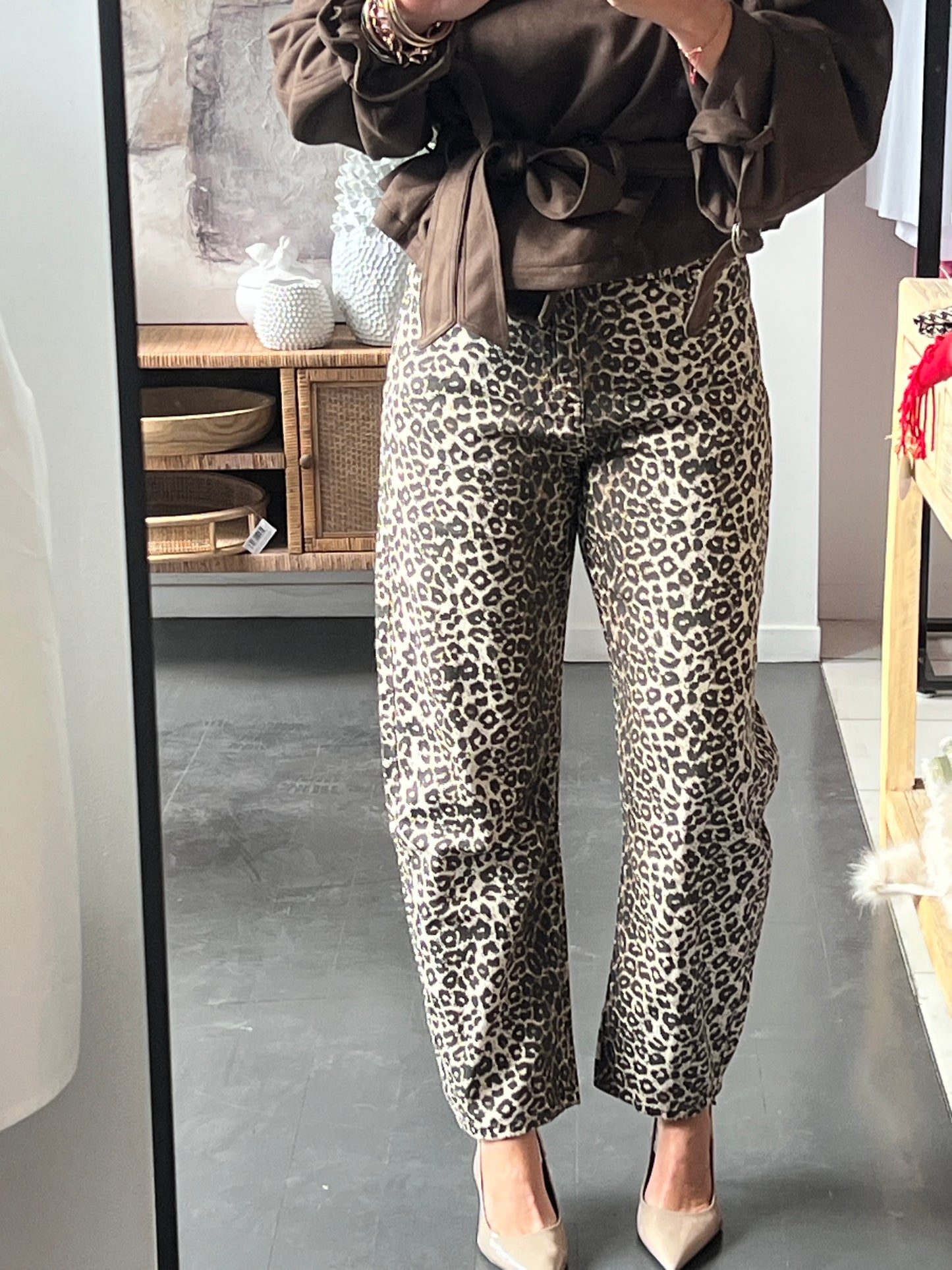 Leopard Barrel Jeans