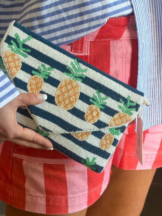 Pineapple Beaded Clutch Bag