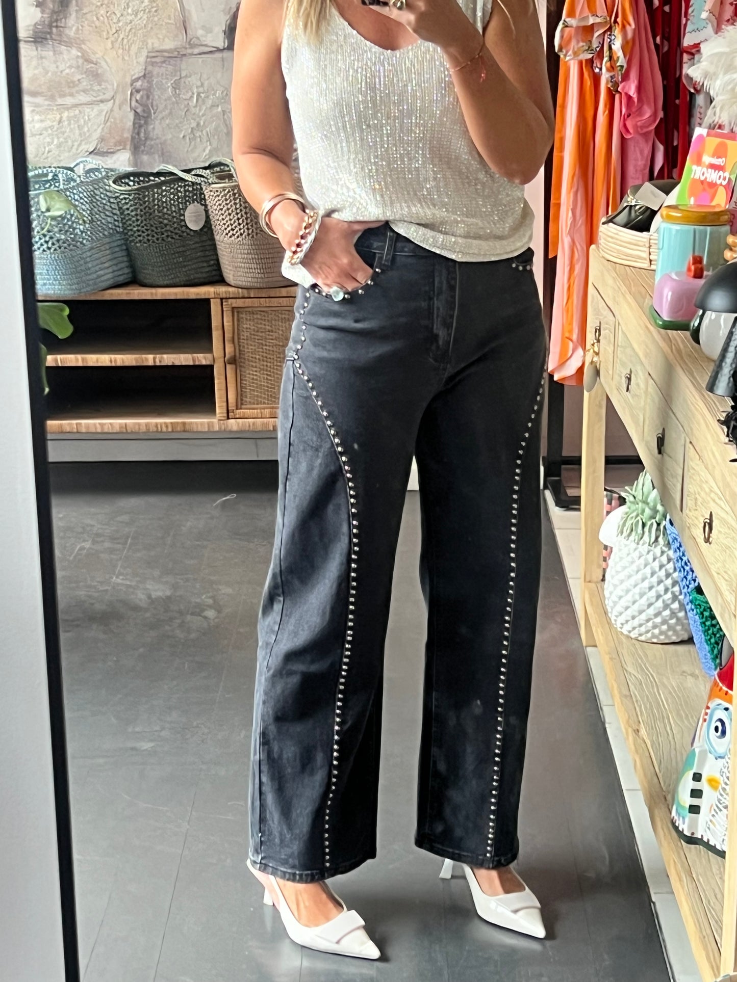 Studded Jeans - black