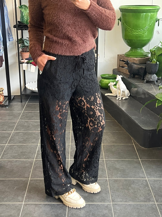 Lace Lounge Pants - pull on drawstring
