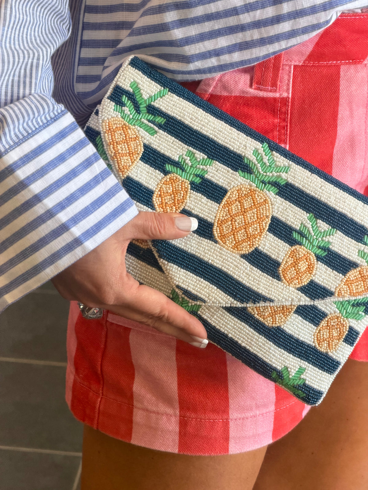 Pineapple Beaded Clutch Bag