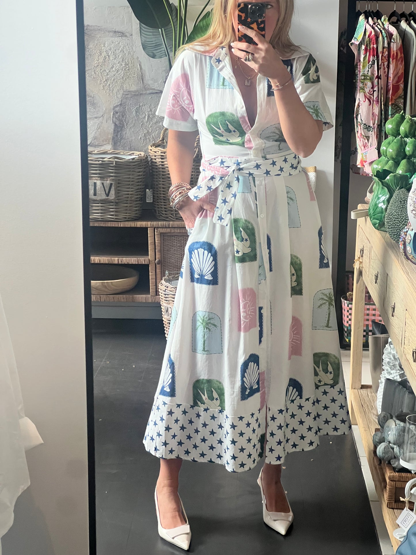 Étoiles Short Sleeve Shirt Maxi Dress