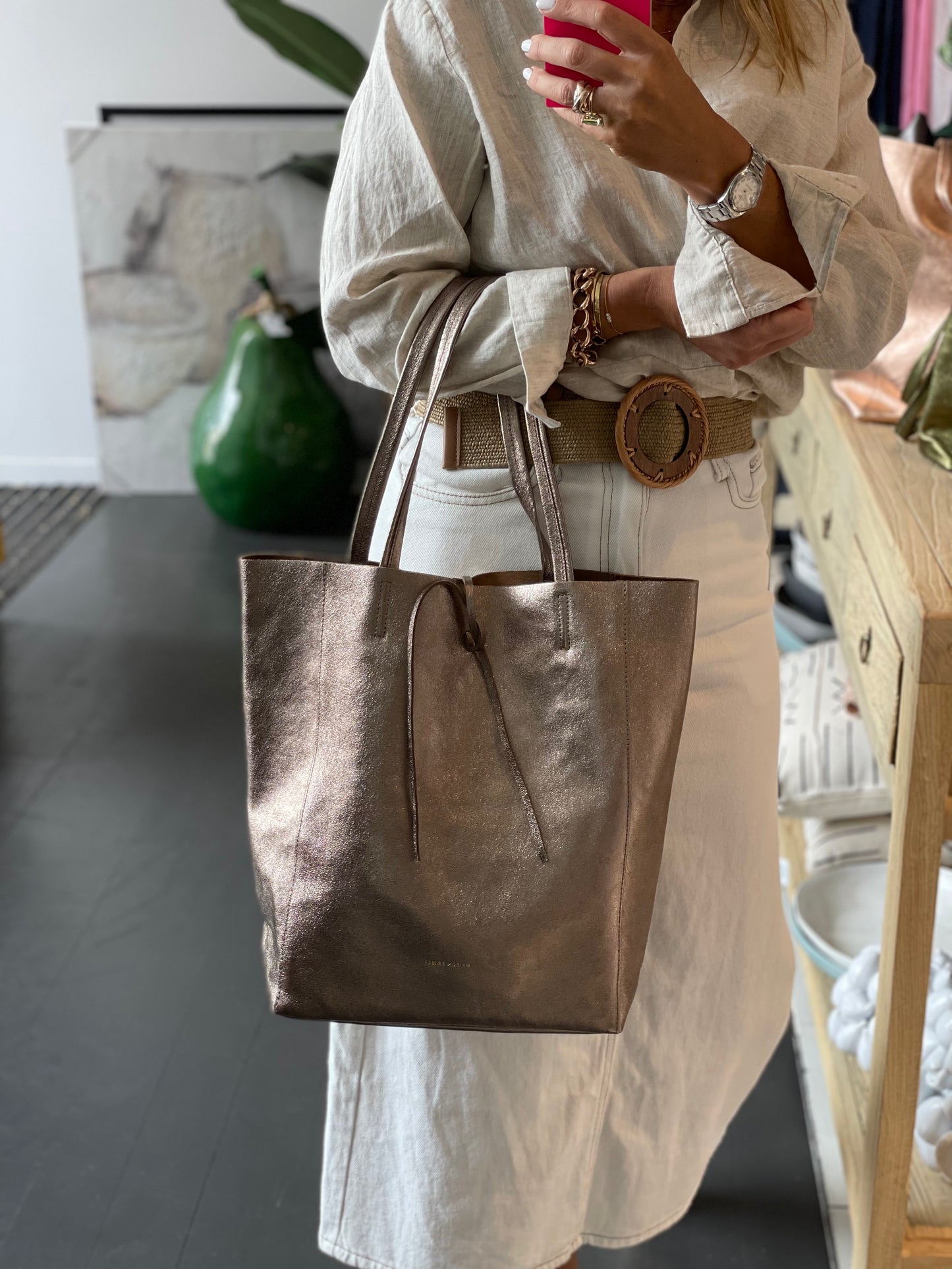 Fanli Maison FANLI leather tote bag – Beach to bar wear